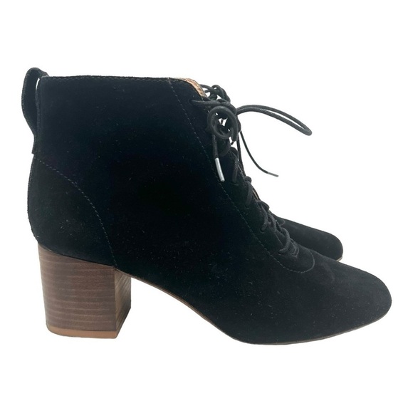Madewell Emilia Black Suede Lace Up Block Heeled Casual Booties Women’s 8.5 - Picture 2 of 13